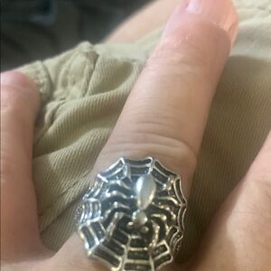 Silver Spider Web Ring